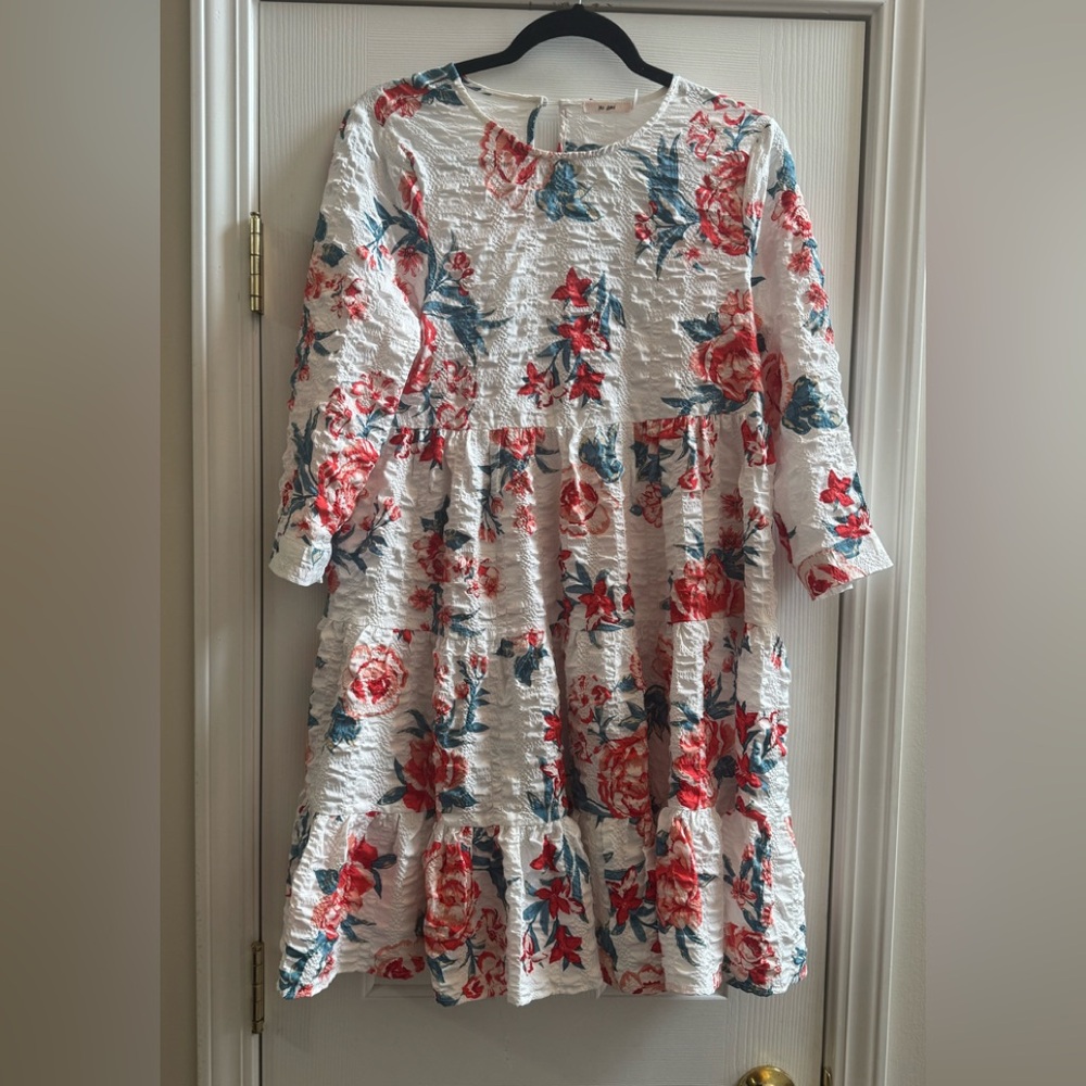 Floral Textured Babydoll Dress Flowy Cottagecore